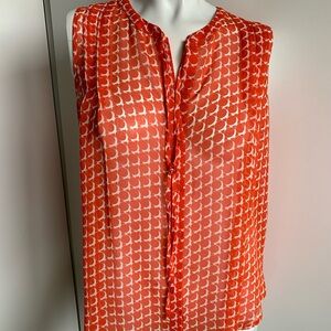 Pleione sleeveless orange geometric blouse ANTHROPOLOGIE